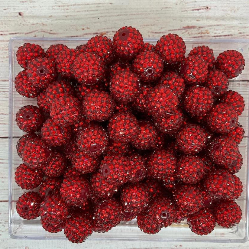 Wholesale 5pcs 20MM Resin Plated Large Red Diamond Ball Beads